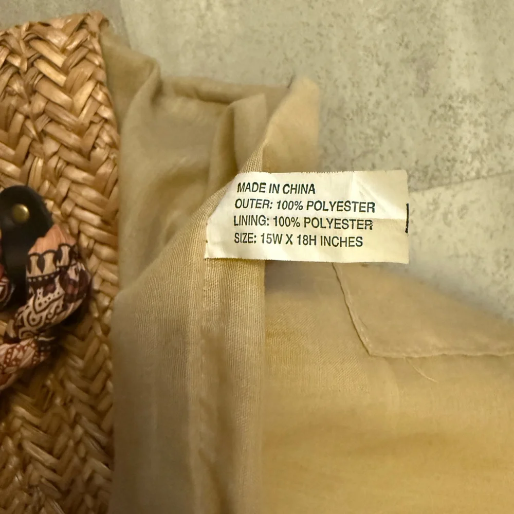 Bohemian Woven Straw and Patterned Tote Bag - Picture 7 of 7